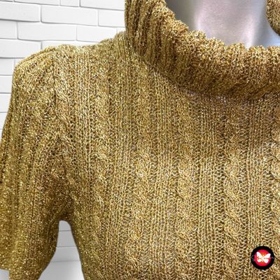 Jersey de noche con lurex de manga corta y cuello alto Talla S