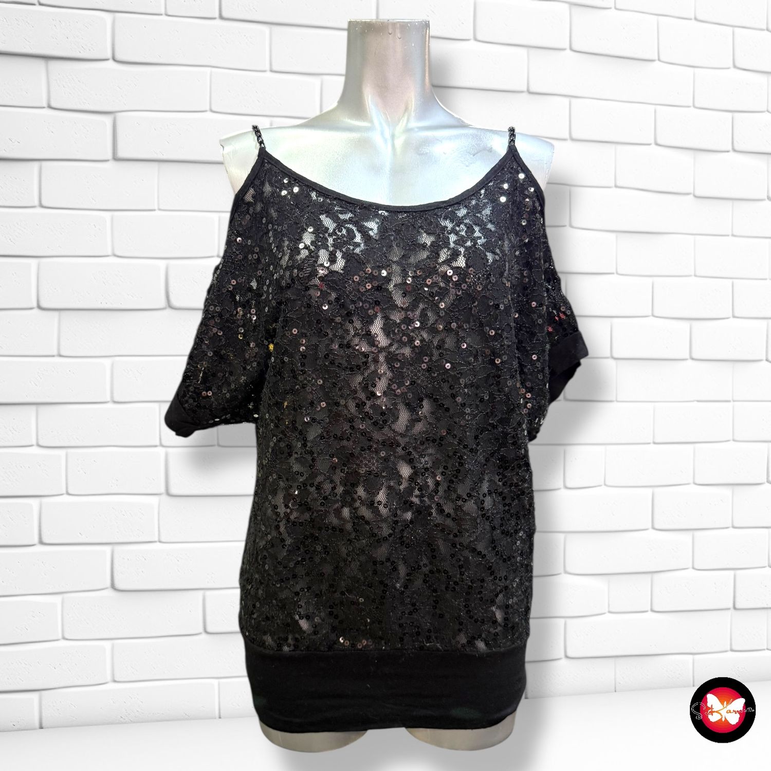 Blusa de noche de encaje con lentejuelas INSIDE Talla S