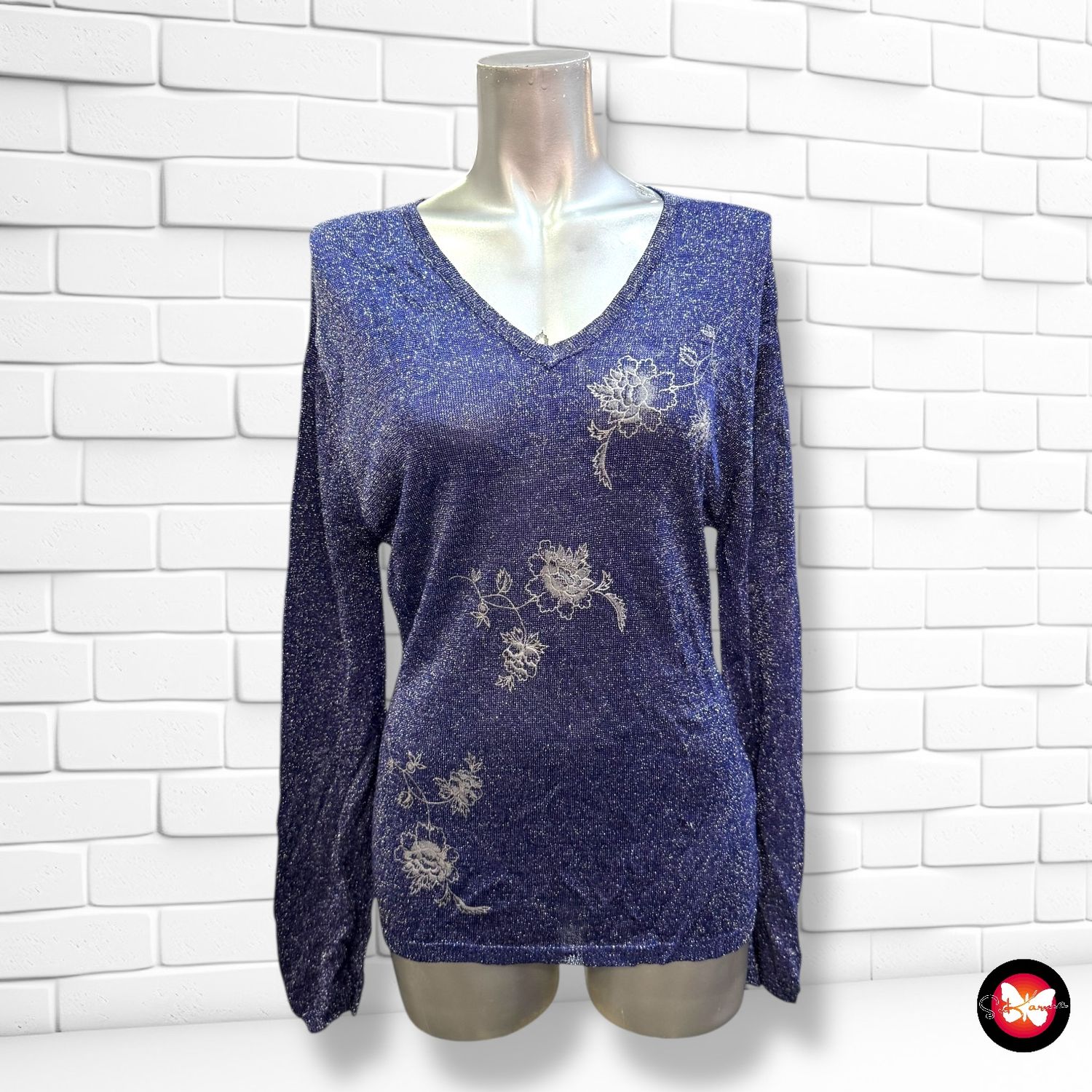 **HOY** Jersey de noche con lurex con flores Talla M/L