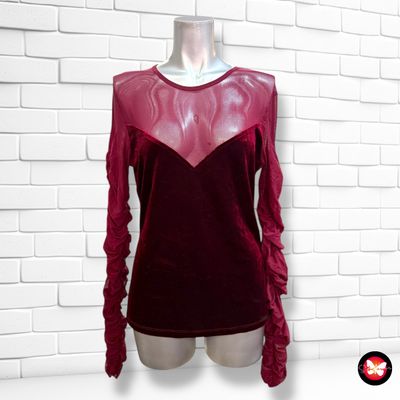**HOY** Blusa de noche de terciopelo con transparencias SHEIN Talla L