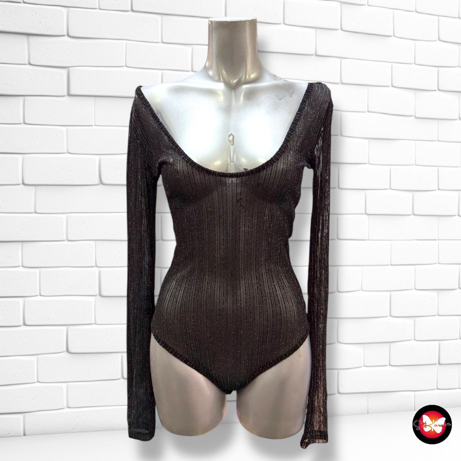 **HOY** Body de noche traslúcido con lurex ZARA Talla M