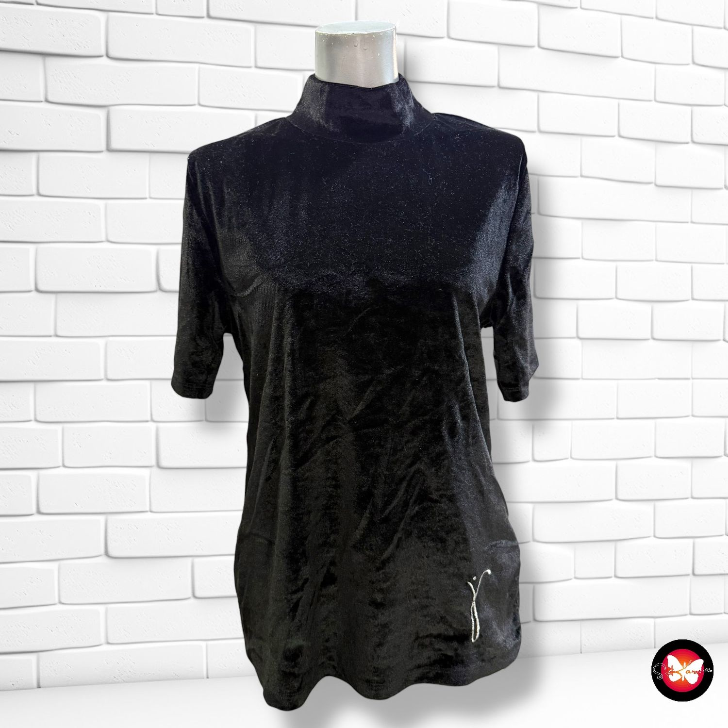 Blusa de noche de terciopelo de manga corta Talla 36/38