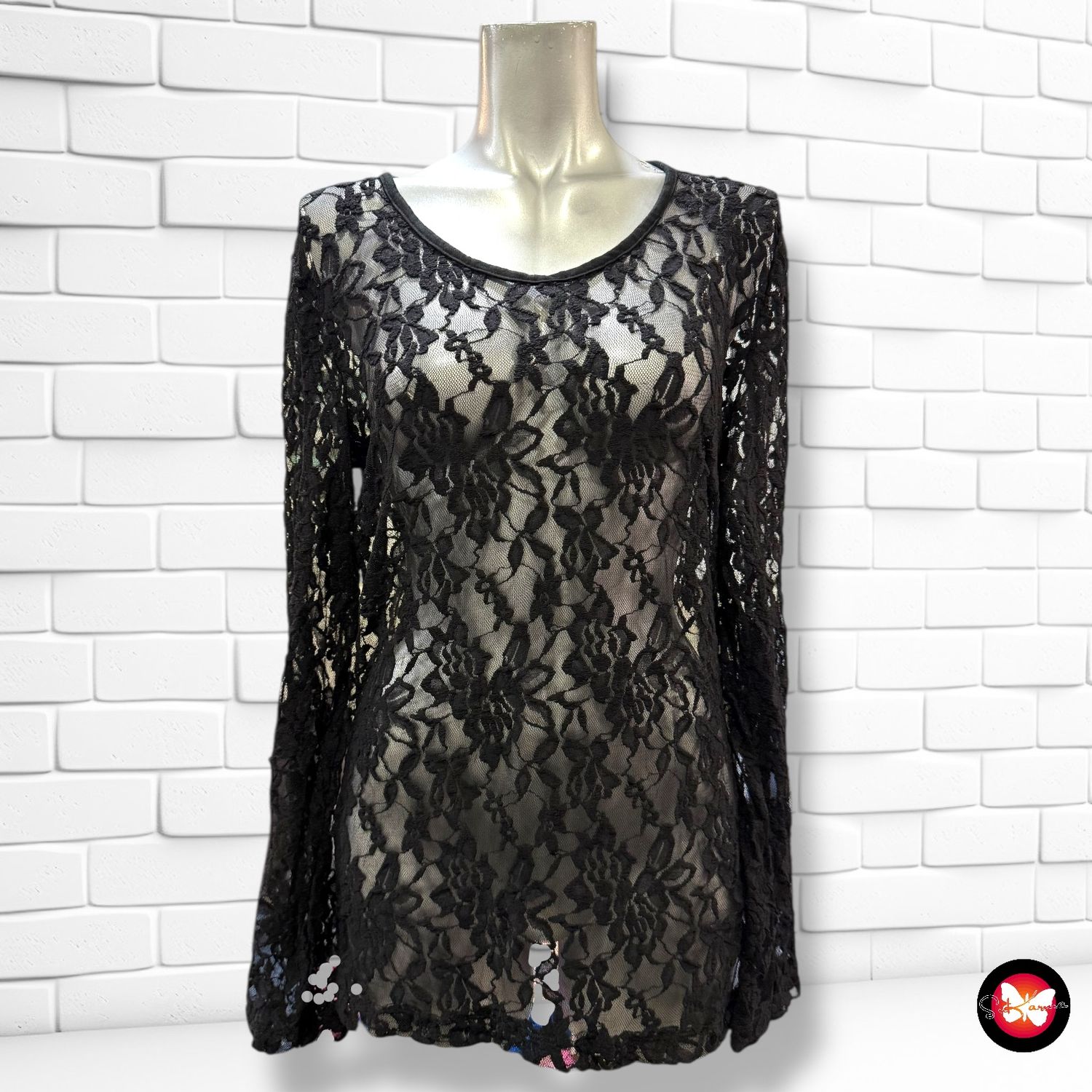 **HOY** Blusa de noche de encaje traslúcida AMY VERMONT Talla 40/42