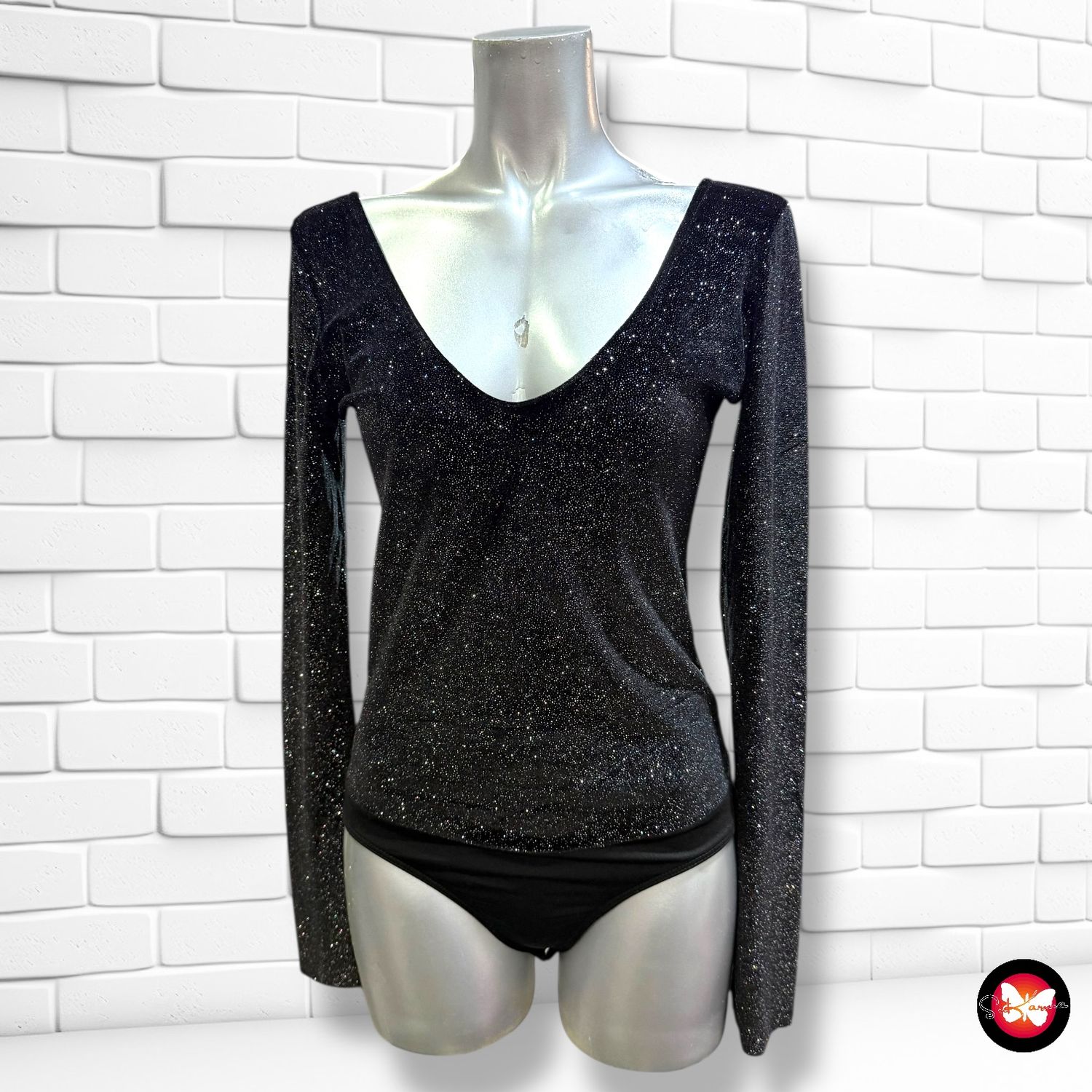 **HOY** Body de noche de terciopelo con purpurina ZARA Talla M