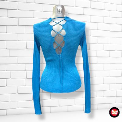 **HOY** Jersey de manga larga canalé con espalda abierta MANGO Talla M (pequeña)