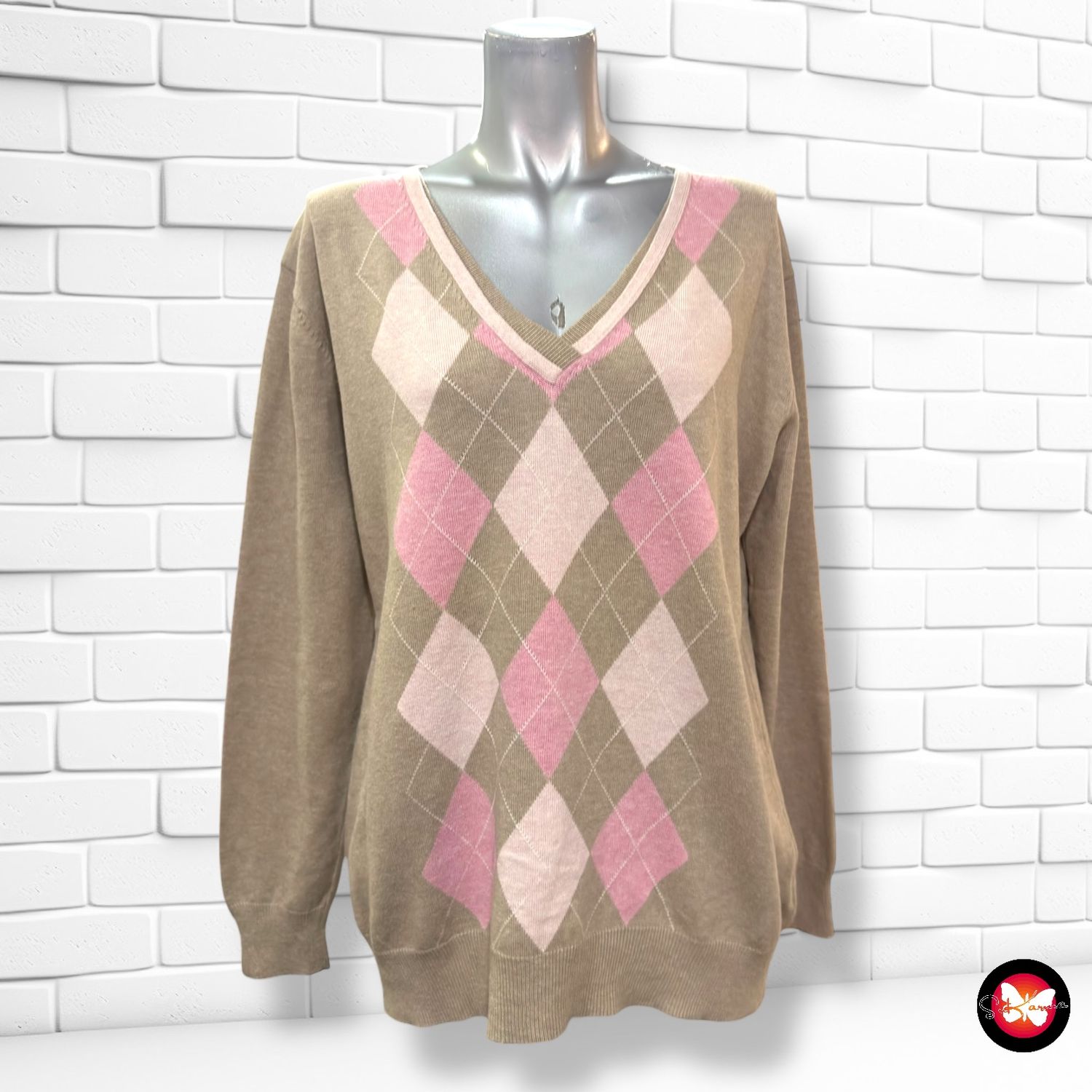 **HOY** Jersey de manga larga de rombos Talla XXL (pequeña)