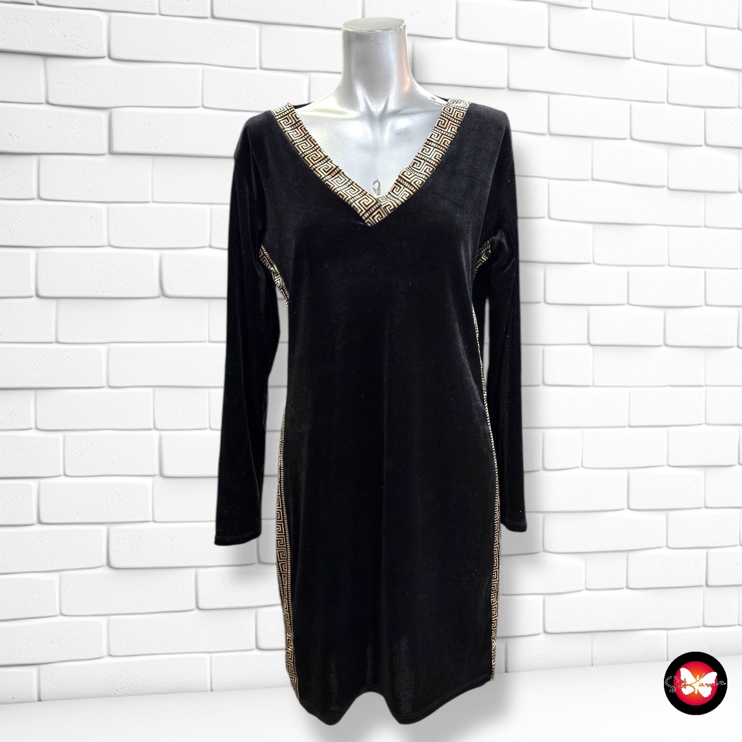 **HOY** Vestido de noche de terciopelo con cuello V Talla L/XL