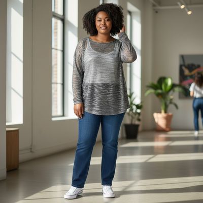 **HOY** Blusa de noche traslúcida con lurex Talla 46