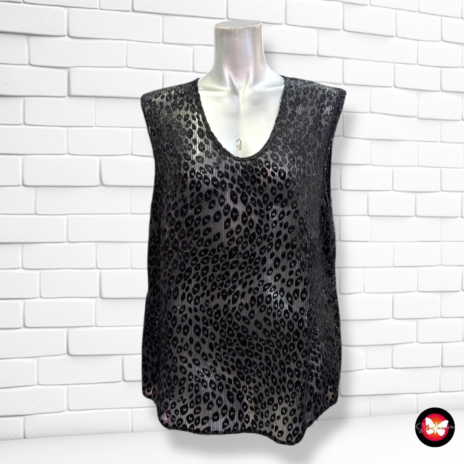 **HOY** Blusa de noche animal print traslúcida con brillo GERRY WEBER Talla 44