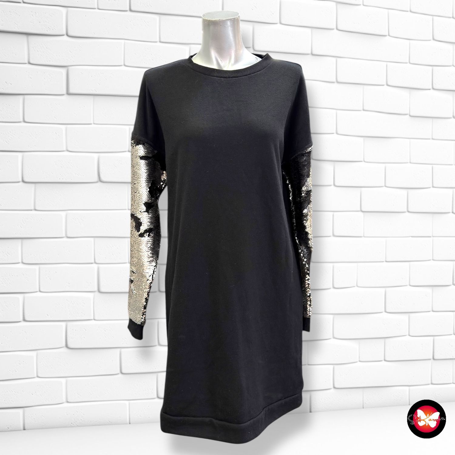 **HOY** Vestido maxi sudadera con mangas de lentejuelas AMISU Talla 34 (grande)