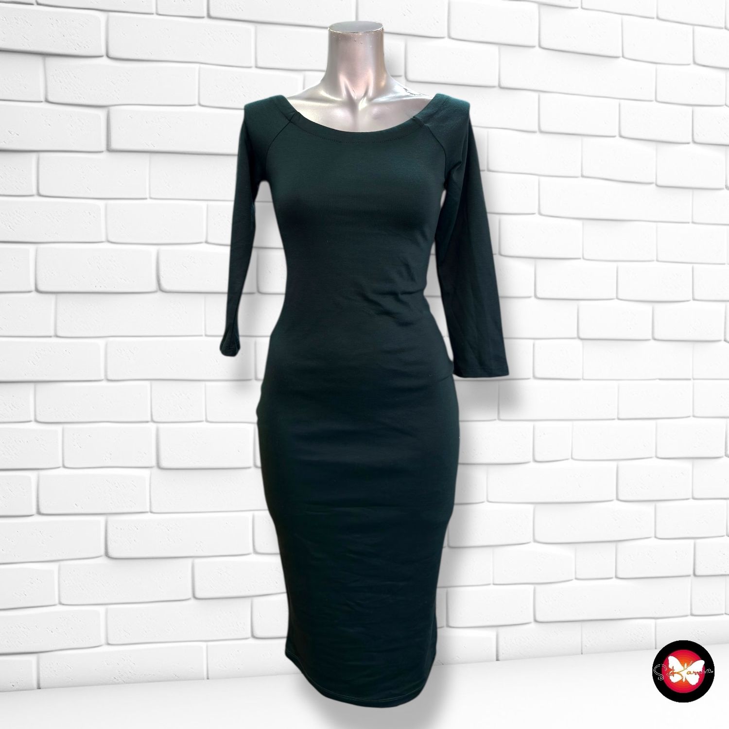 Vestido midi básico escote barco ZARA Talla S (pequeña)