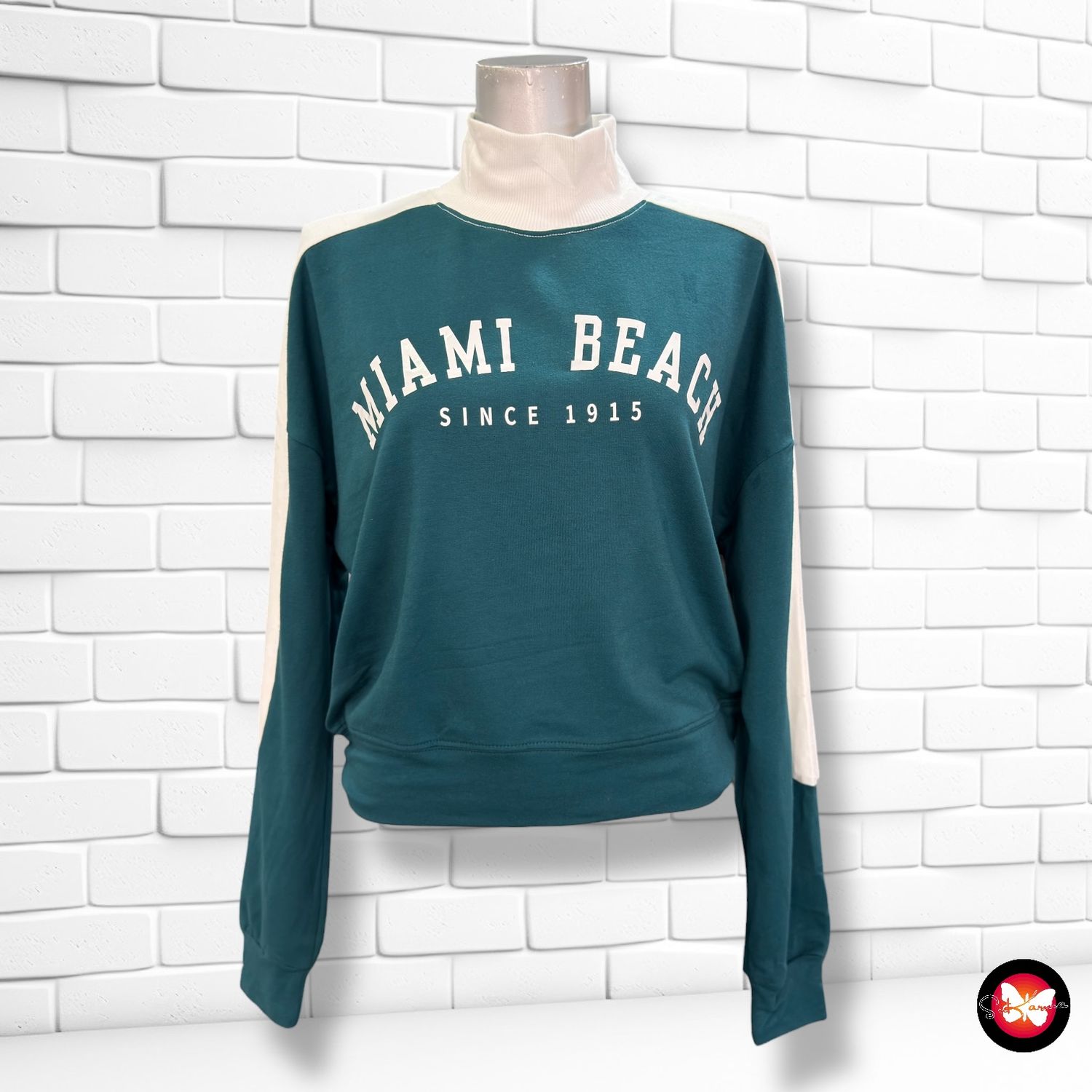 Camiseta de manga larga tipo sudadera cropped SHEIN Talla XS