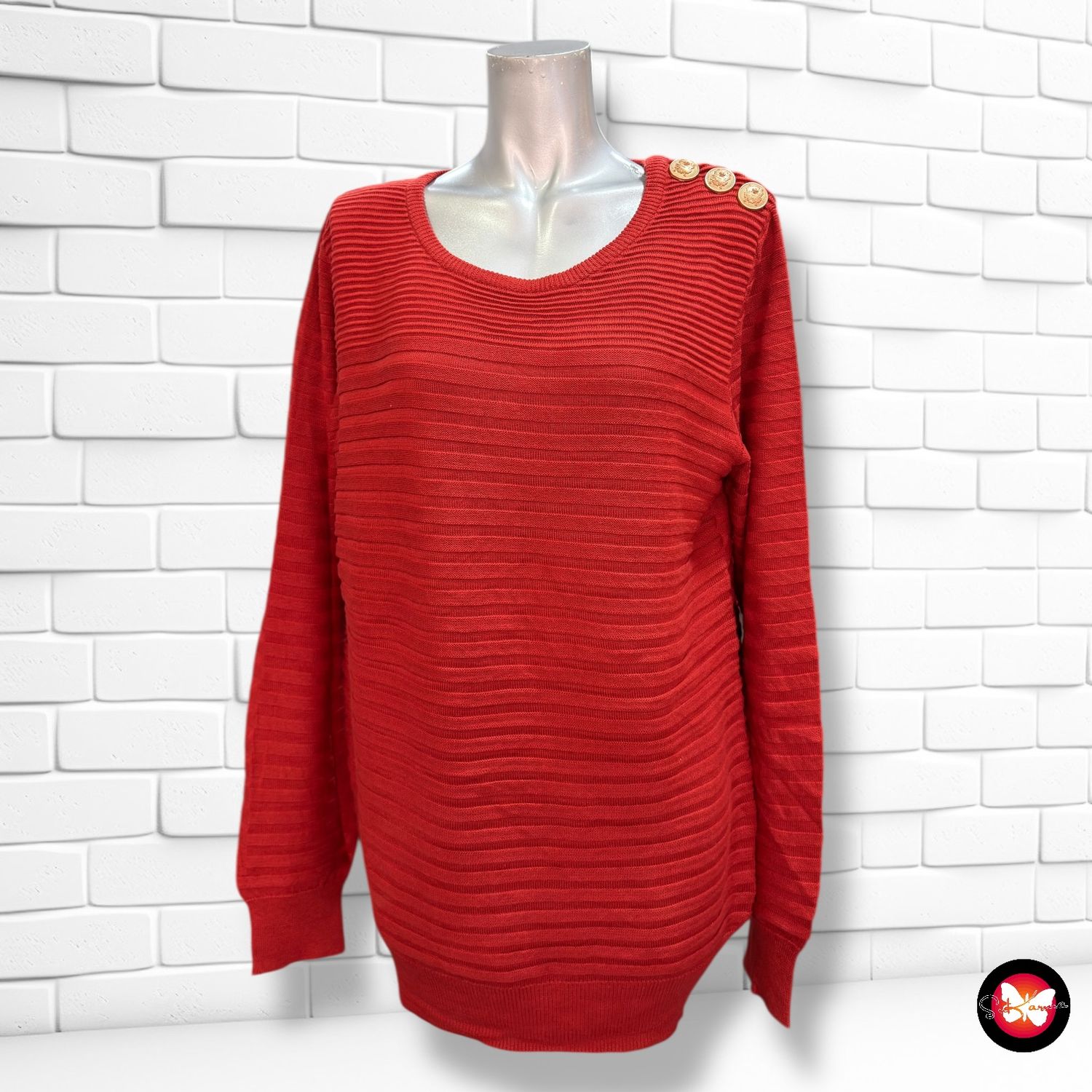 **HOY** Jersey de manga larga con botones militares Talla L