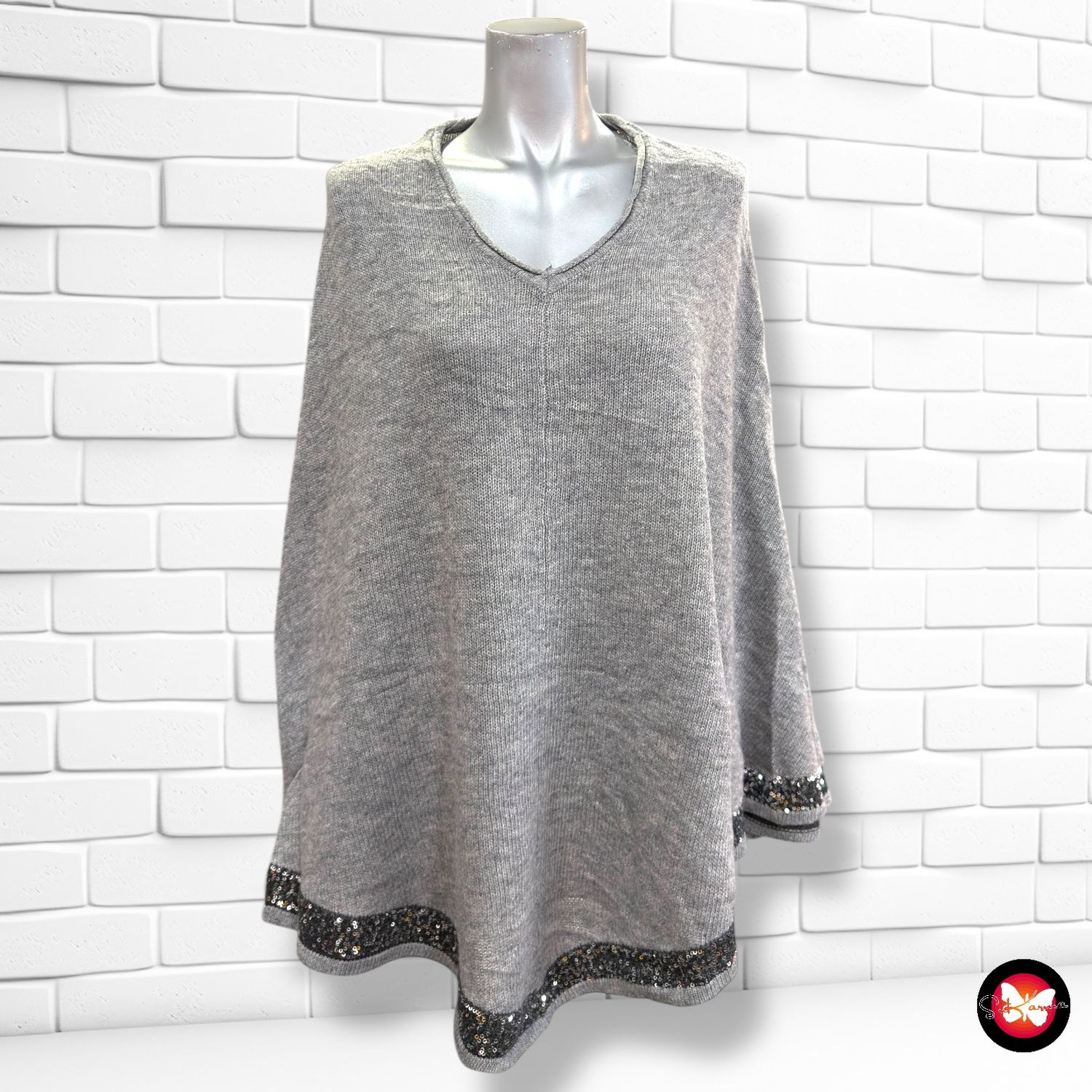 **HOY** Poncho de punto con lentejuelas CANDA Talla Única