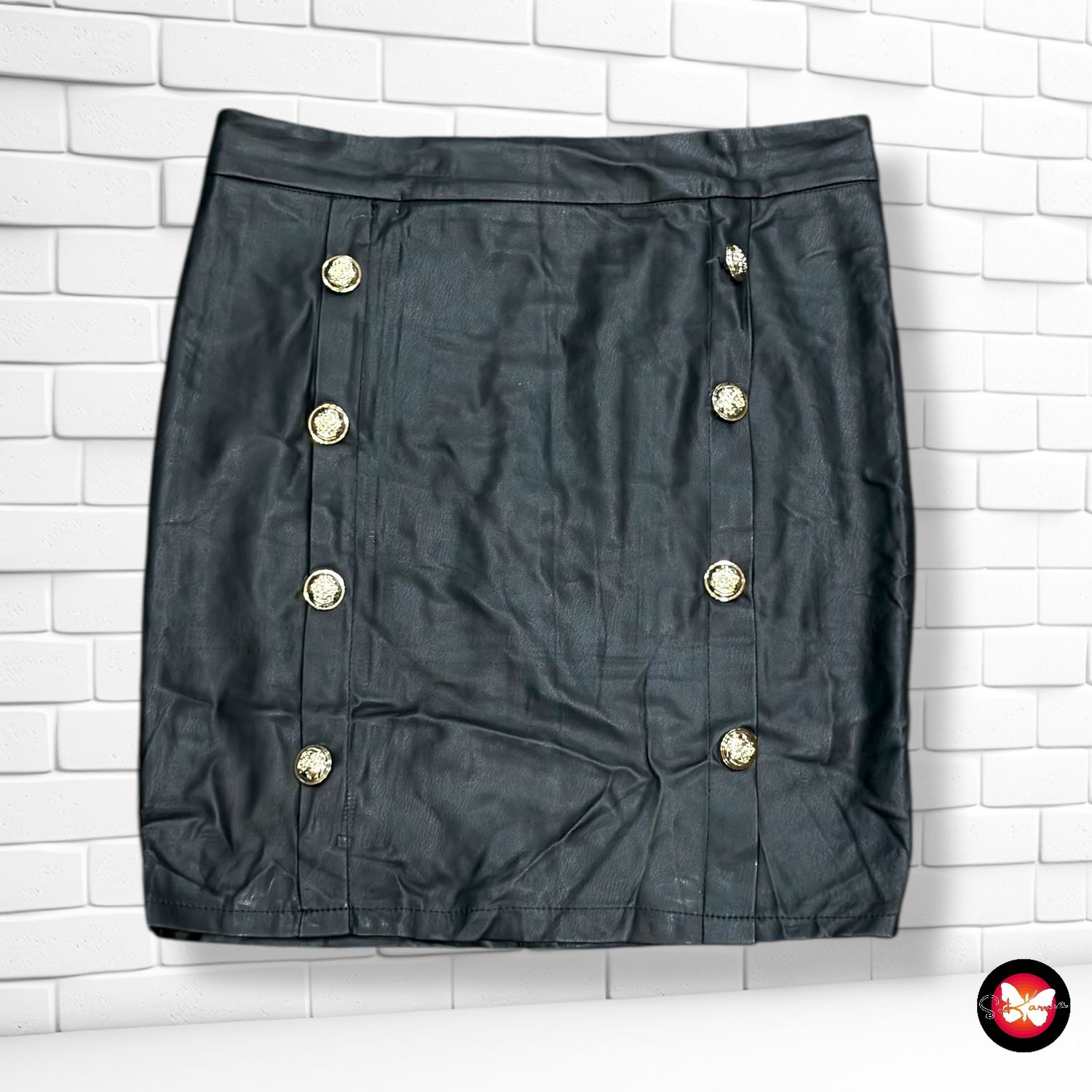 **HOY** Falda de piel sintética con botones CHERRY KOKO Talla S