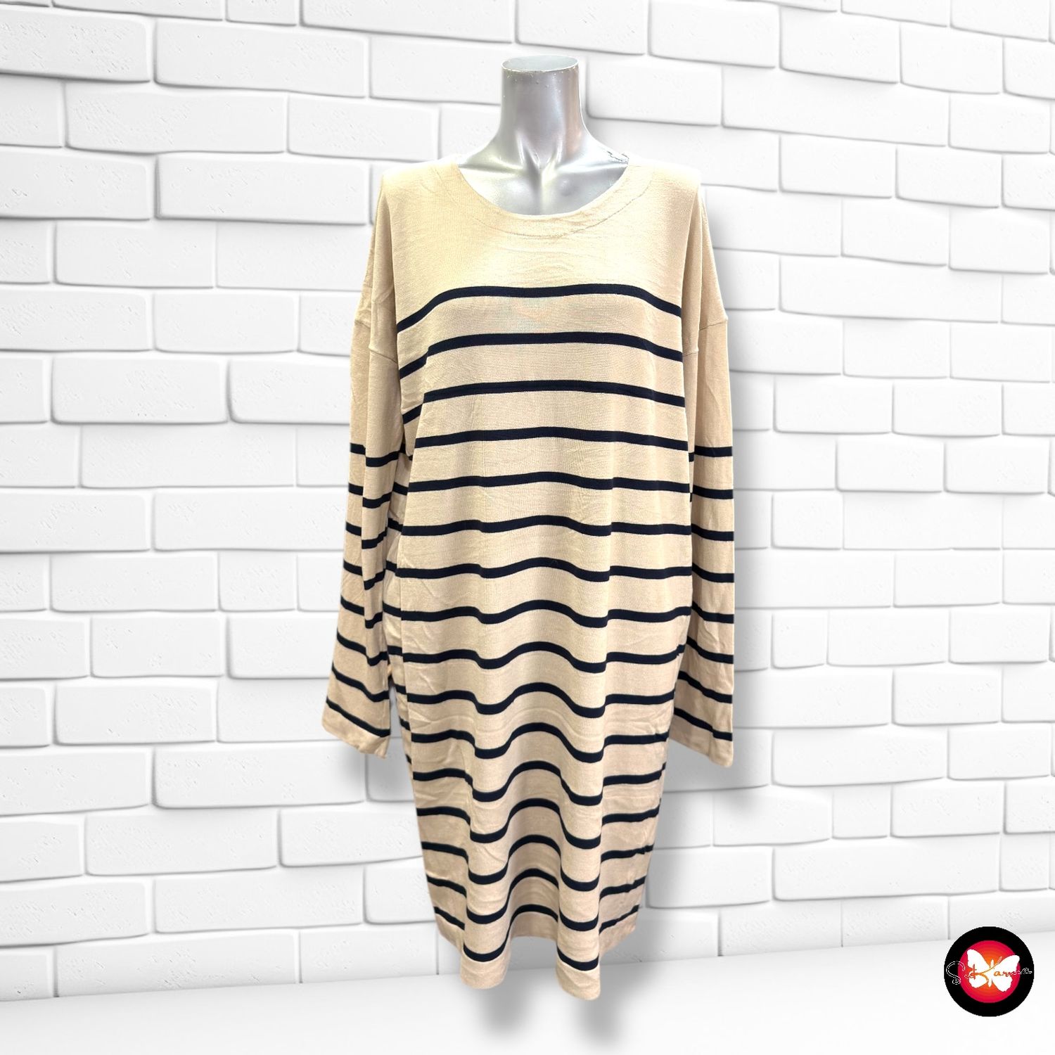 **HOY** Vestido de punto de rayas JANINA Talla M (grande)