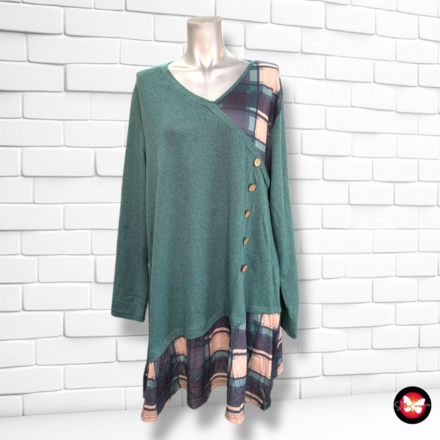 **HOY** Jersey de manga larga con bajo de blusa Talla 2XL