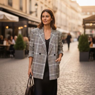 Blazer de cuadros STRADIVARIUS Talla S