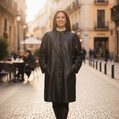 **HOY** Chaquetón acolchado de piel vintage Talla 3XL