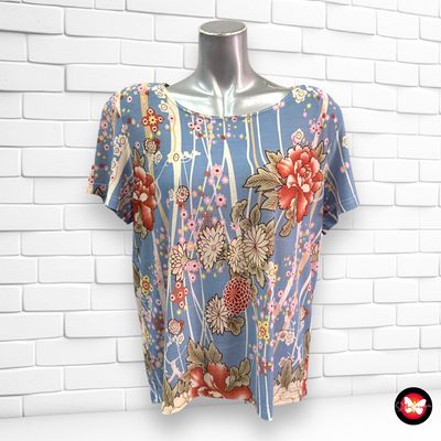 Camiseta de manga corta con flores Talla XL