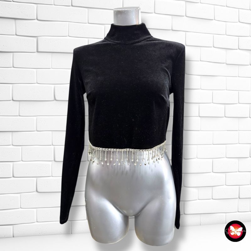 **HOY** Blusa de noche de terciopelo con pedrería AMISU Talla S