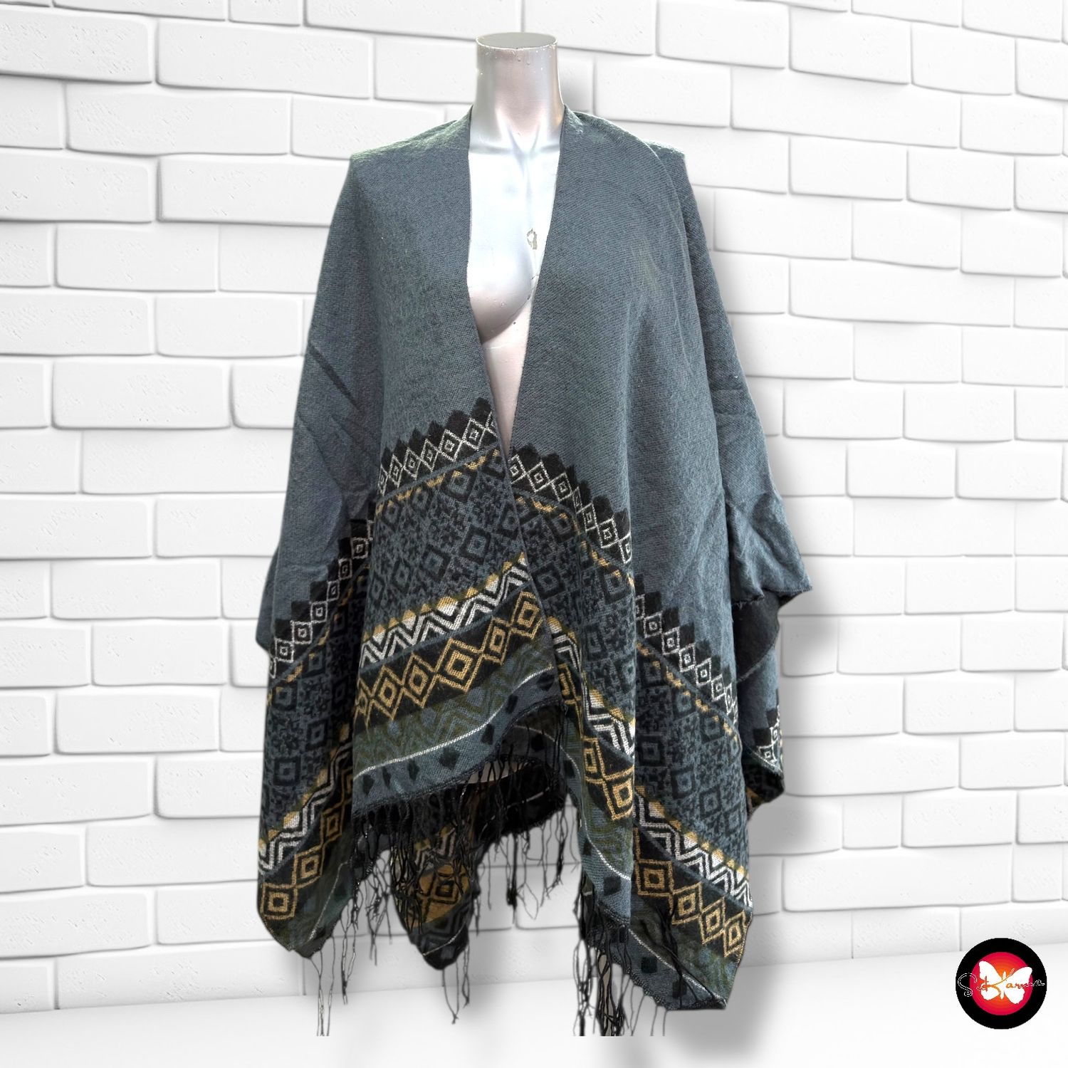 Ruana GRIS/BEIGE/NEGRO