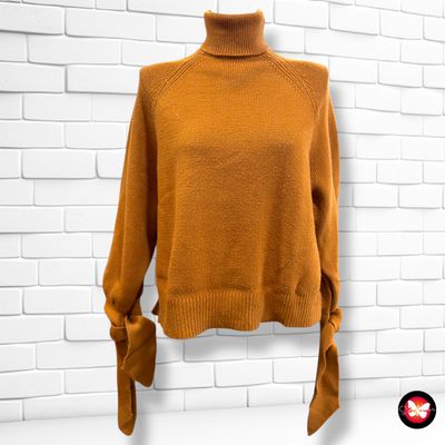 Jersey de manga larga con lazos y cuello alto ZARA Talla M