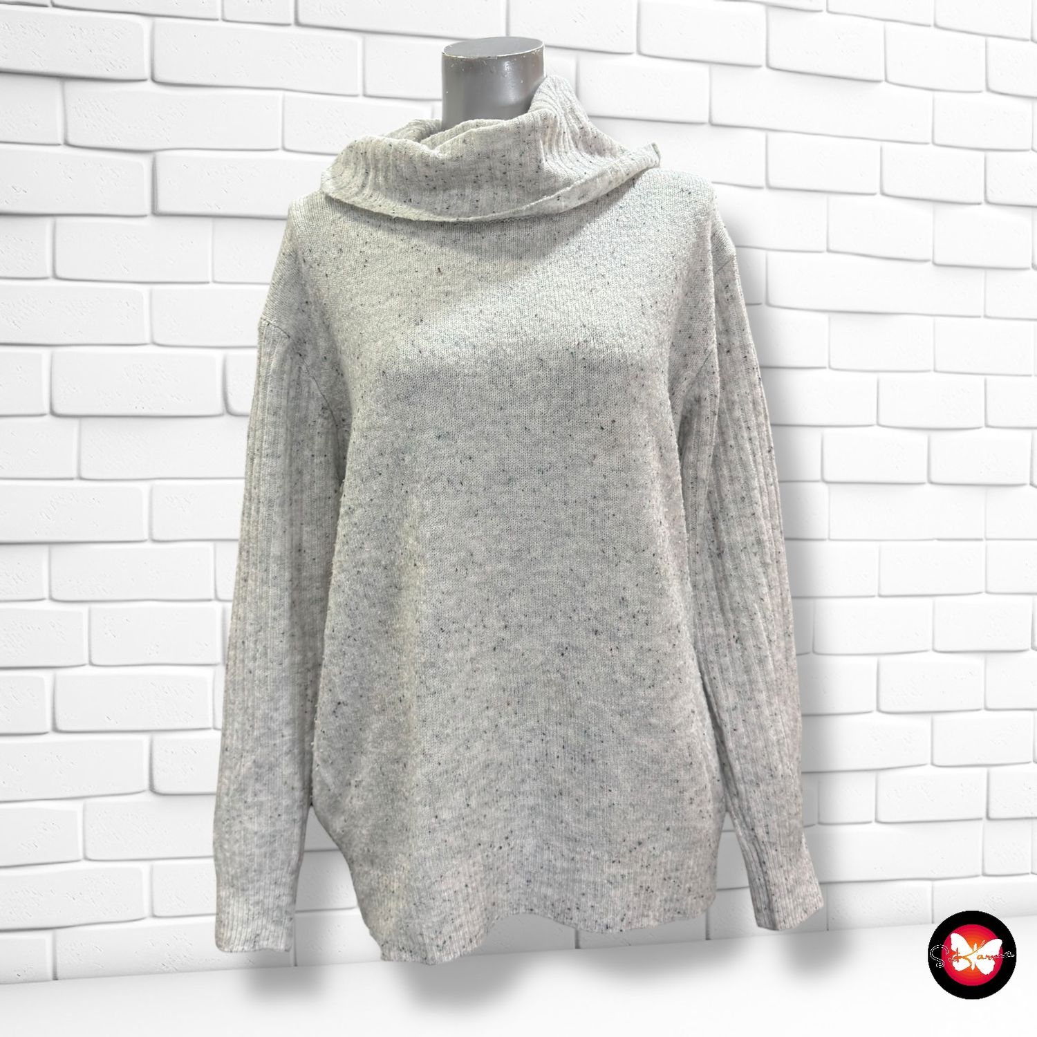 Jersey de manga larga jaspeado con cuello vuelto Talla 38