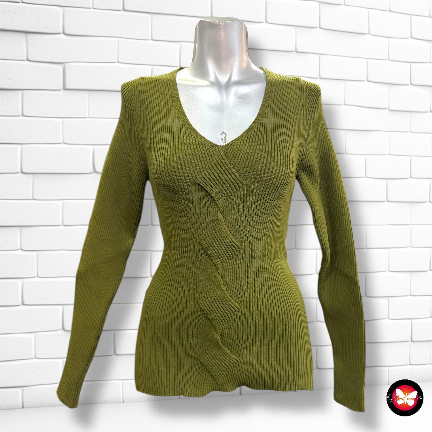 **HOY** Jersey de manga larga canalé con trenza Talla S