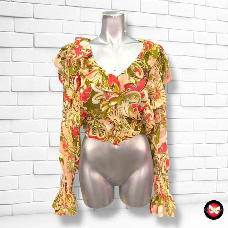 Blusa cropped con volantes COSTES Talla S