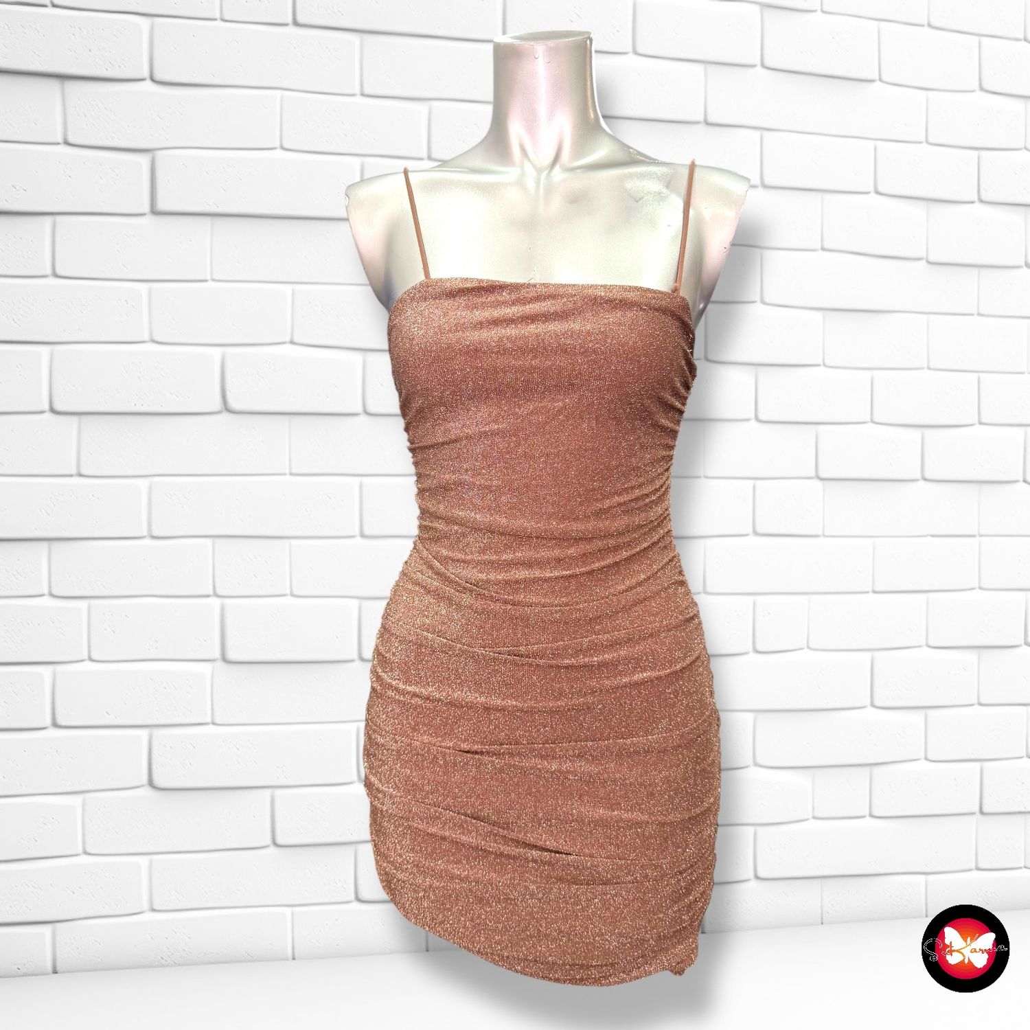 Vestido de noche de lurex con drapeado SHEIN Talla XXS