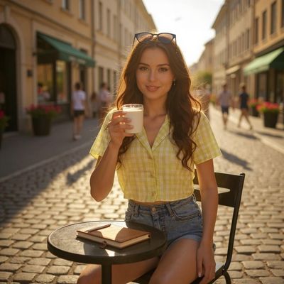 Camisa de manga corta cropped de cuadritos DIVIDED Talla 38