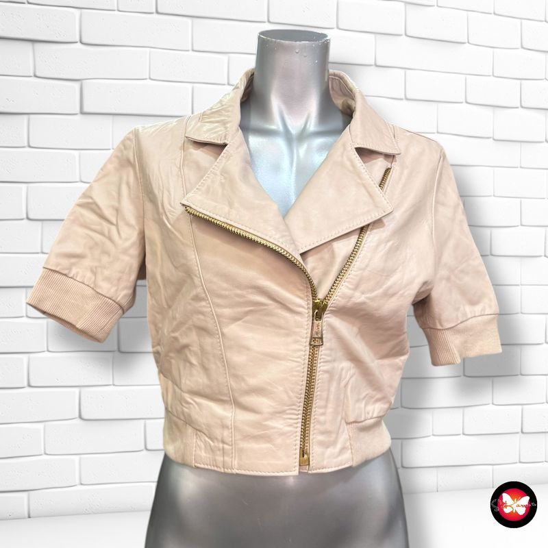 Cazadora de piel de manga corta Talla S/M