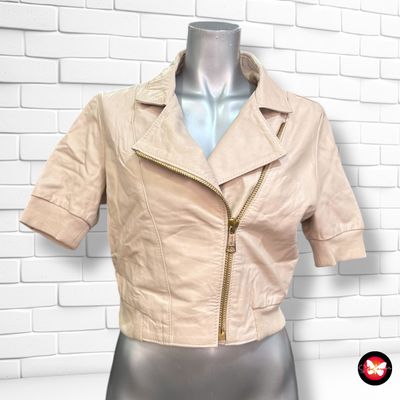 Cazadora de piel de manga corta Talla S/M
