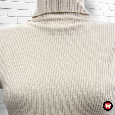 Jersey de manga larga canalé con cuello vuelto SHEIN Talla M