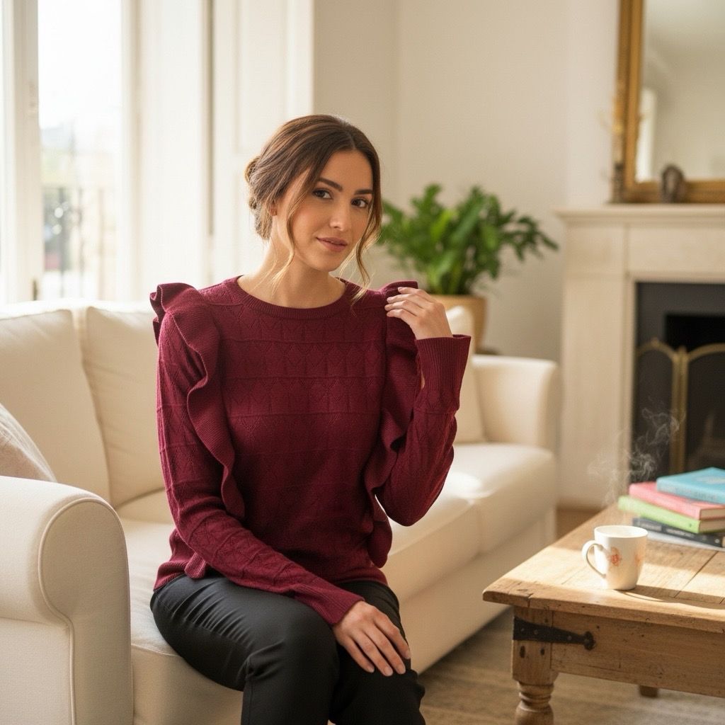 Jersey de manga larga con volantes DRÔLE DE COPINE Talla S