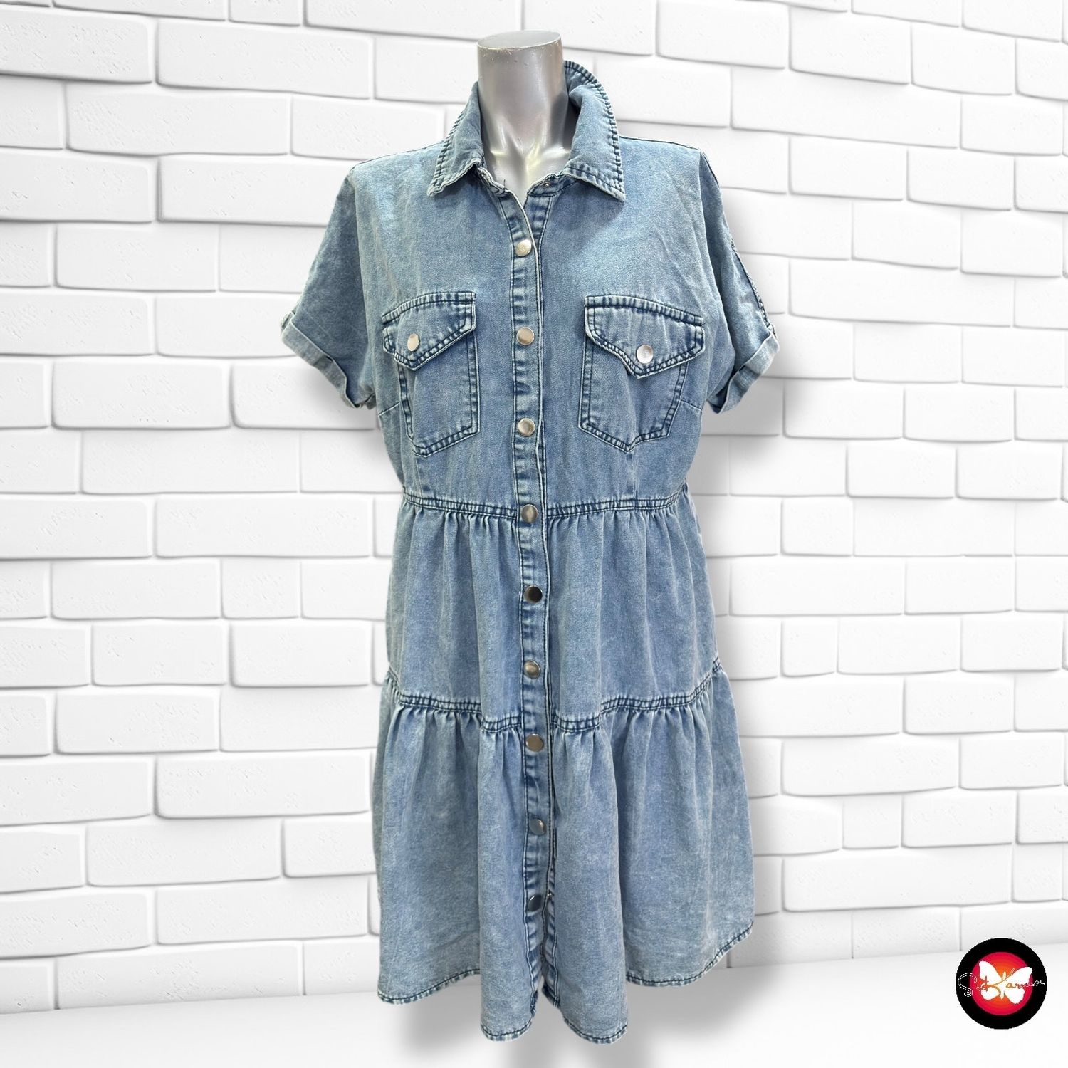 Vestido vaquero de manga corta Talla L