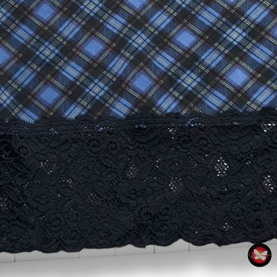 Falda lápiz de cuadros con encaje FOREVER21 color Azul y negro Talla S