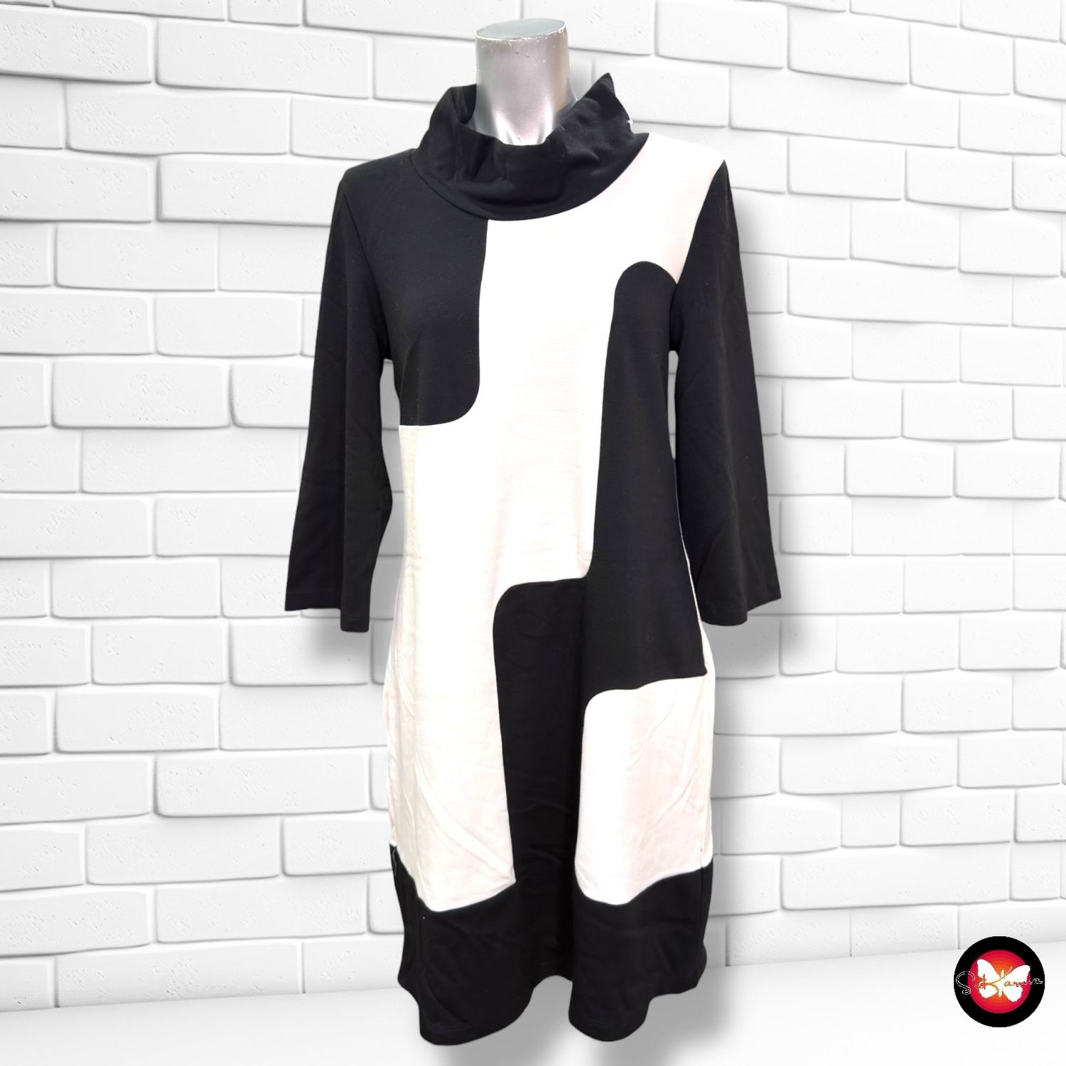 Vestido de media manga MONTEGO color Negro y blanco Talla 40