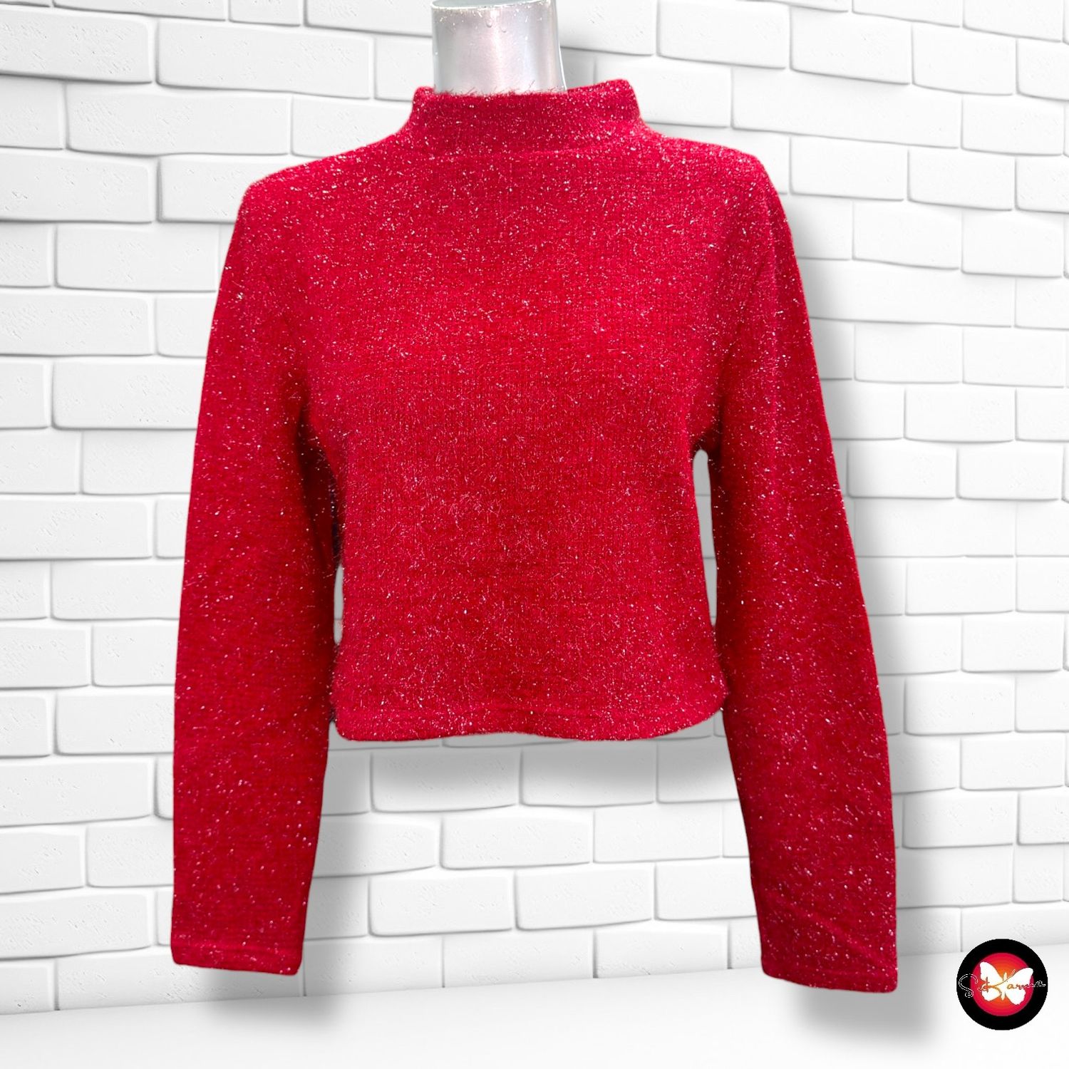 Jersey de noche con brillo  DIVIDED color Rojo Talla M