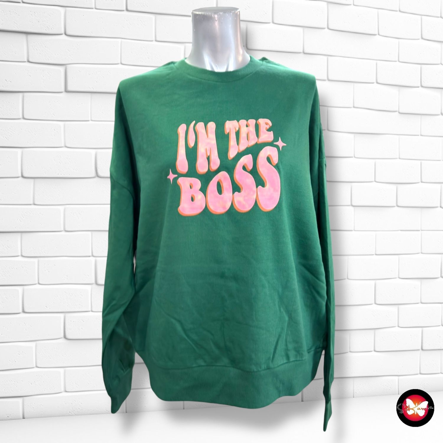 Sudadera “I’M THE BOSS”  color Verde Talla L/XL
