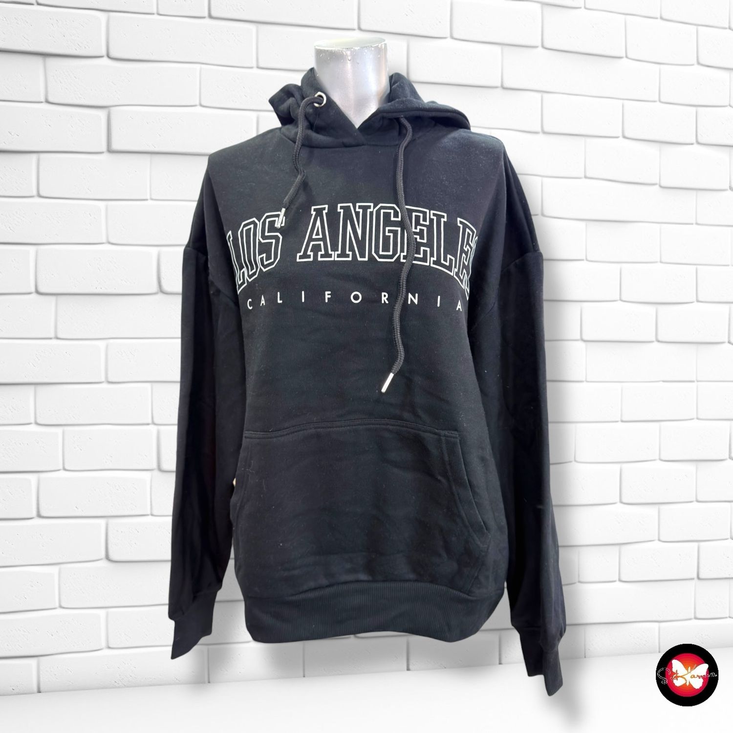 Sudadera con capucha “LOS ANGELES”  color Negro Talla S