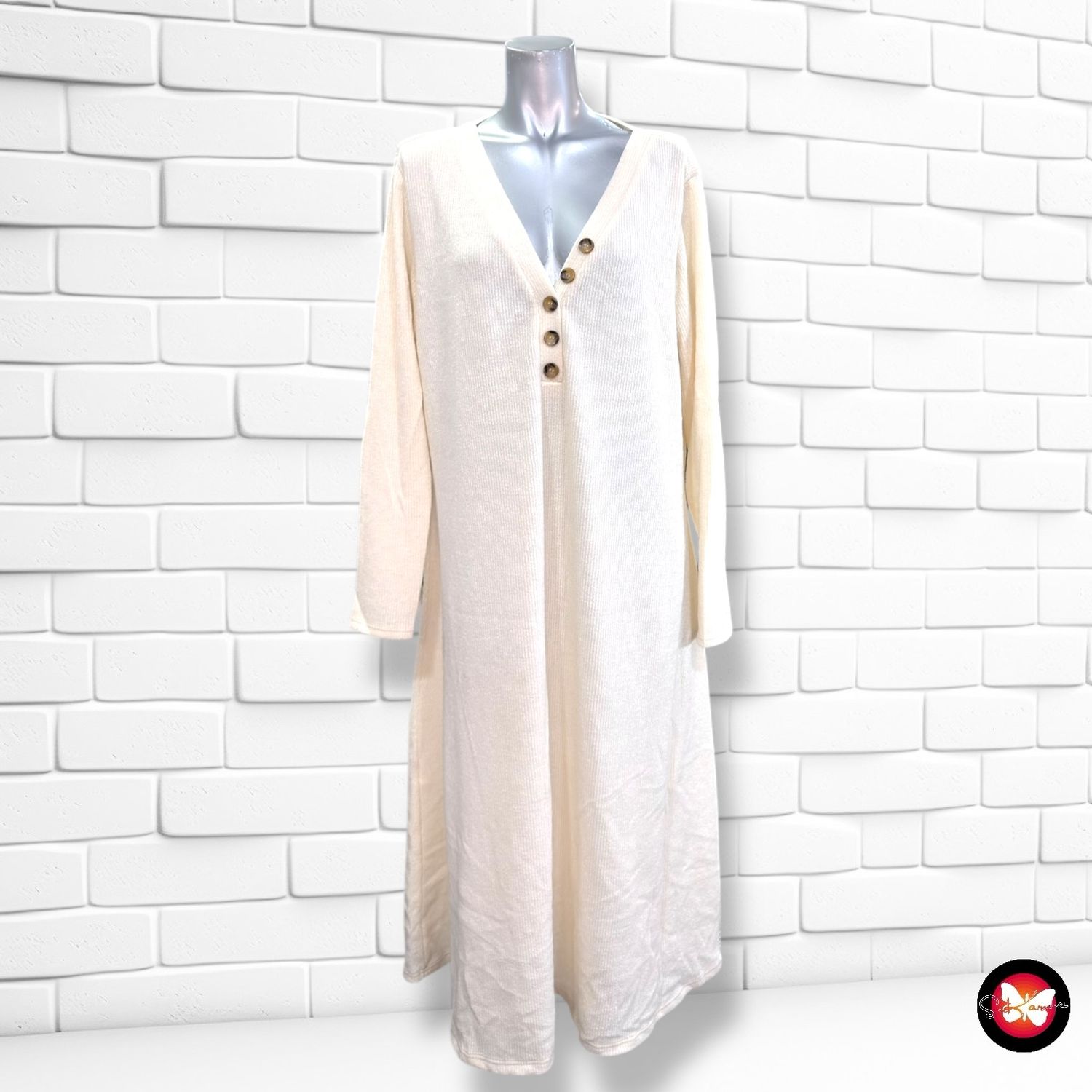 Vestido largo de punto VALENTINA color Crema Talla 4XL