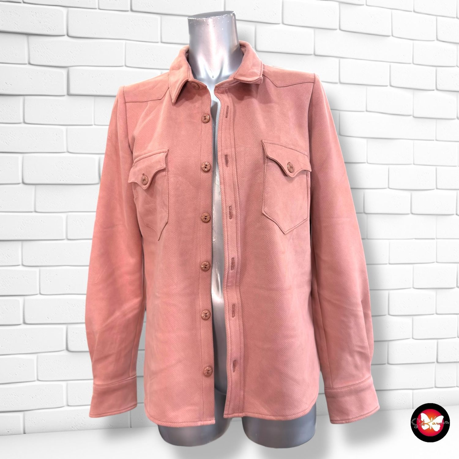 Chaqueta sobre camisa de antelina TOLSSING color Rosa Talla M