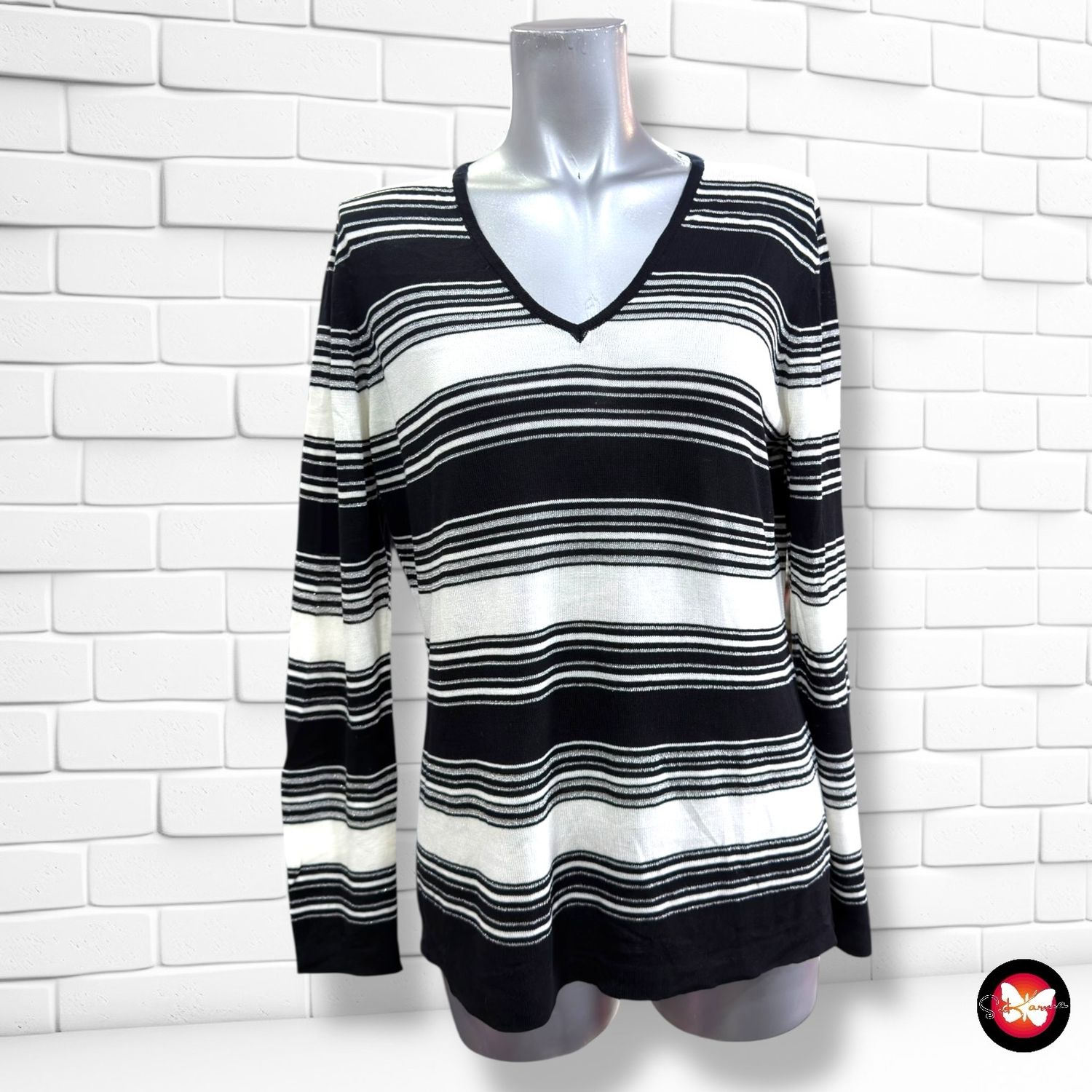 Jersey de manga larga con lurex FABIANI color Blanco y negro Talla S