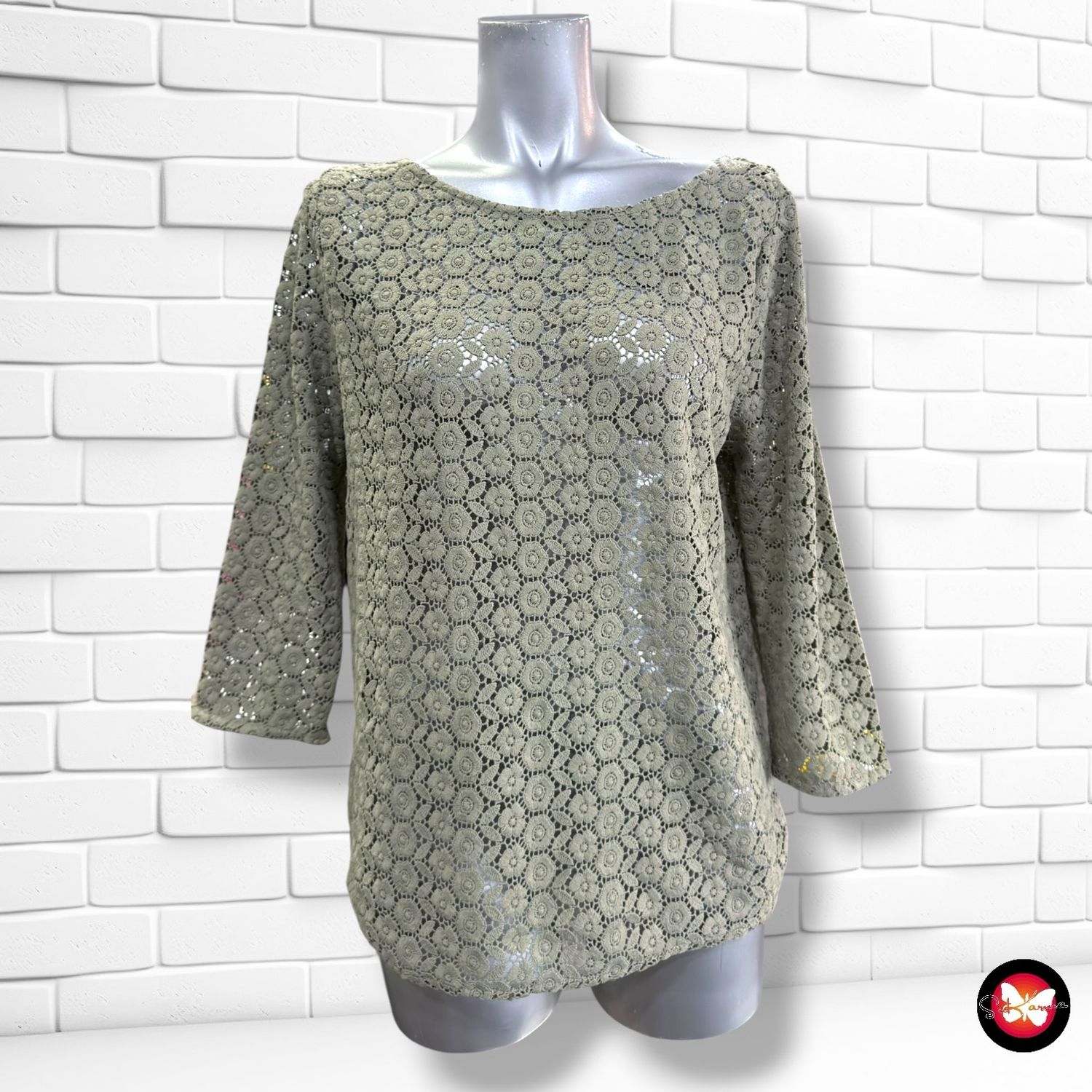 **HOY** Blusa traslúcida de encaje  GEORGE color Verde Talla 38