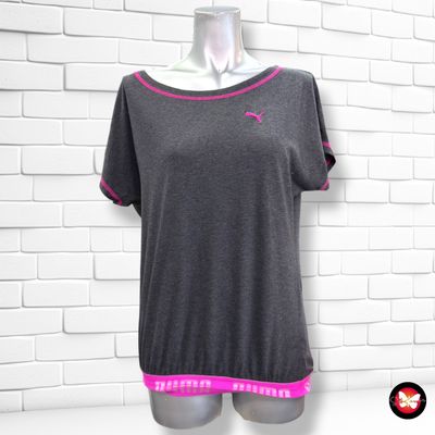 Camiseta de manga corta PUMA color Gris y magenta Talla M/L