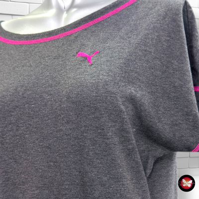 Camiseta de manga corta PUMA color Gris y magenta Talla M/L