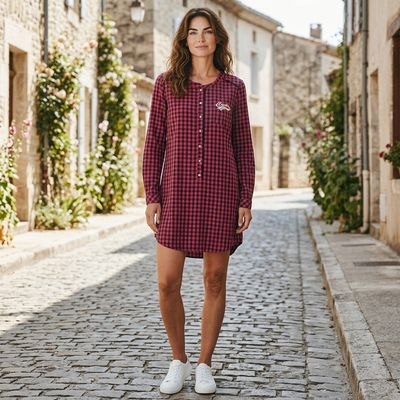 Vestido blusón de cuadritos  CREEKS color Rojo y azul Talla M