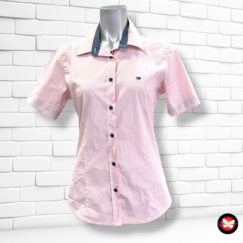 **HOY** Camisa de rayitas TOMMY HILFIGER color Rosa y blanco Talla L (pequeña)